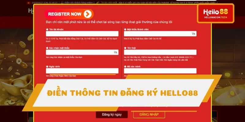 Điền dữ liệu đăng ký Hello88 Điền dữ liệu đăng ký Hello88